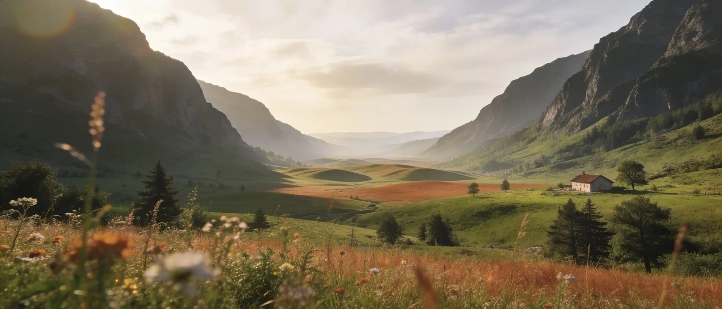 Mist settling over a quiet valley at dawn
